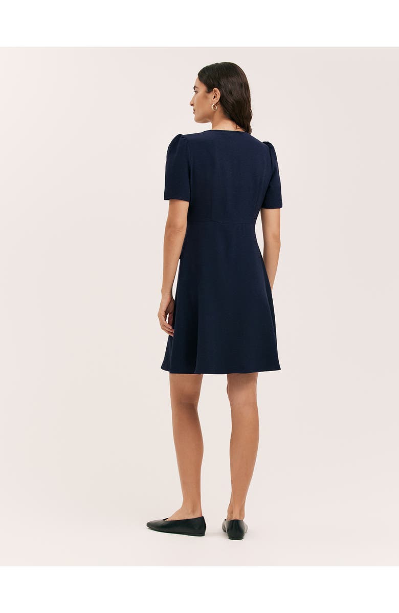 Finery London Lucille Crepe Button Front Mini Dress, Alternate, color, Navy