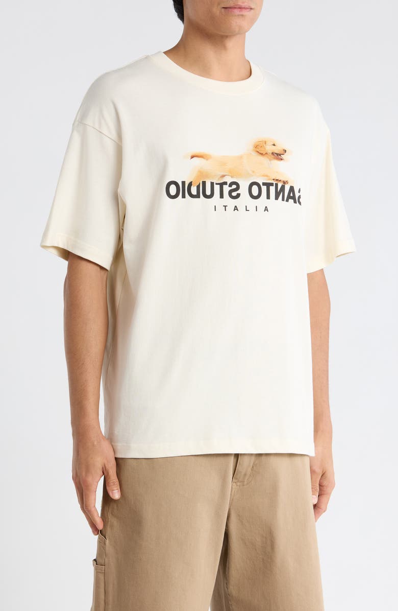 SANTO STUDIO Security Team Drappo Boxy Fit Cotton Graphic T-Shirt, Alternate, color, Ivory