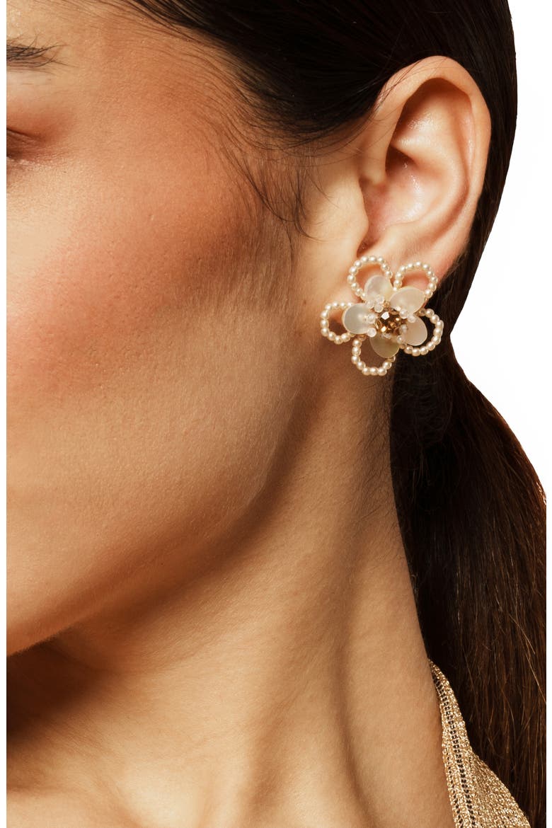 Hattie Flower Stud Earrings, Alternate, color, IVORY