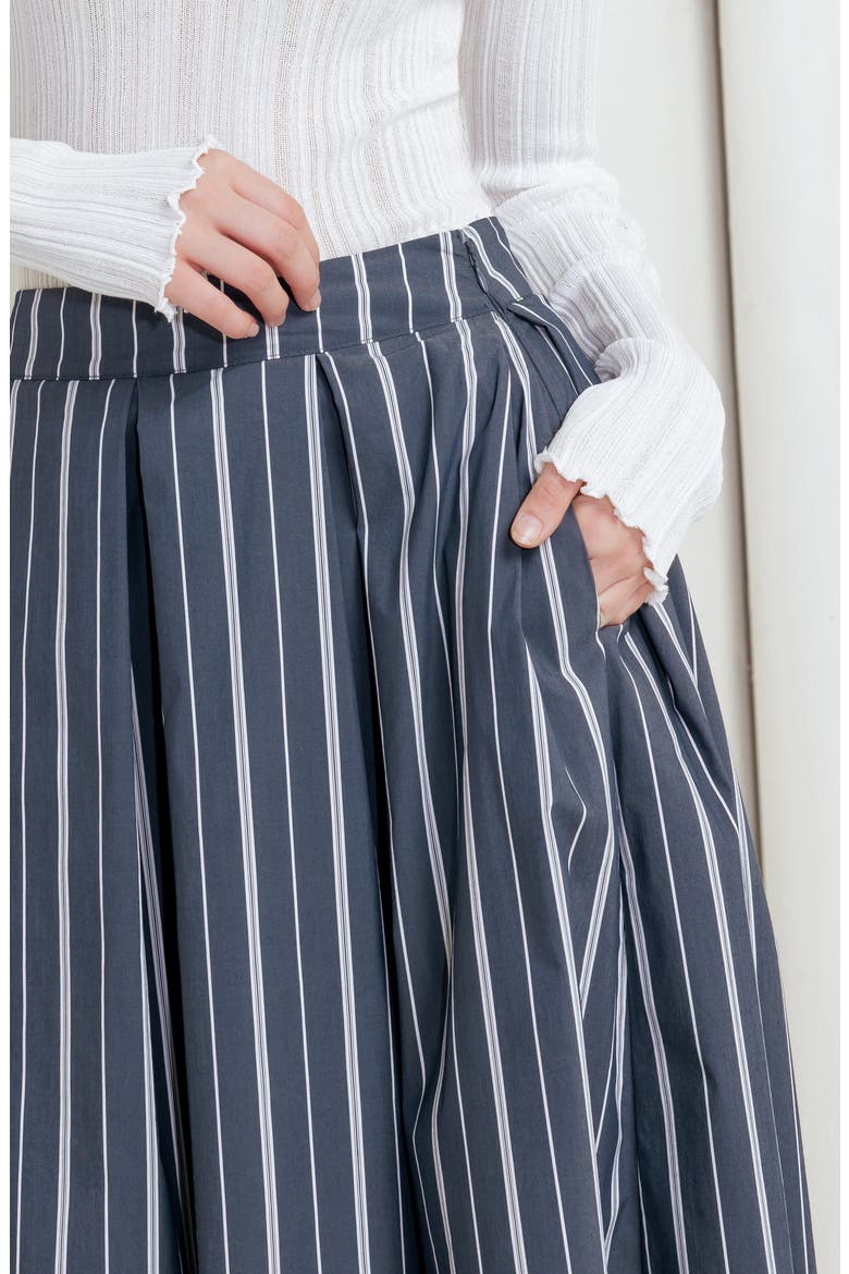 Striped Midi Skirt, Alternate, color, CHARCOAL
