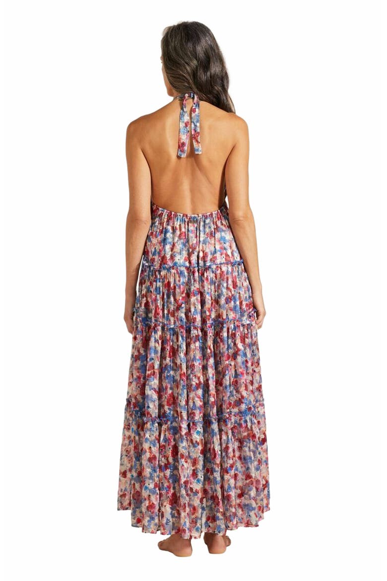Women's Flowers In The Sky Viscose Long Backless Dress, Alternate, color, PALACE