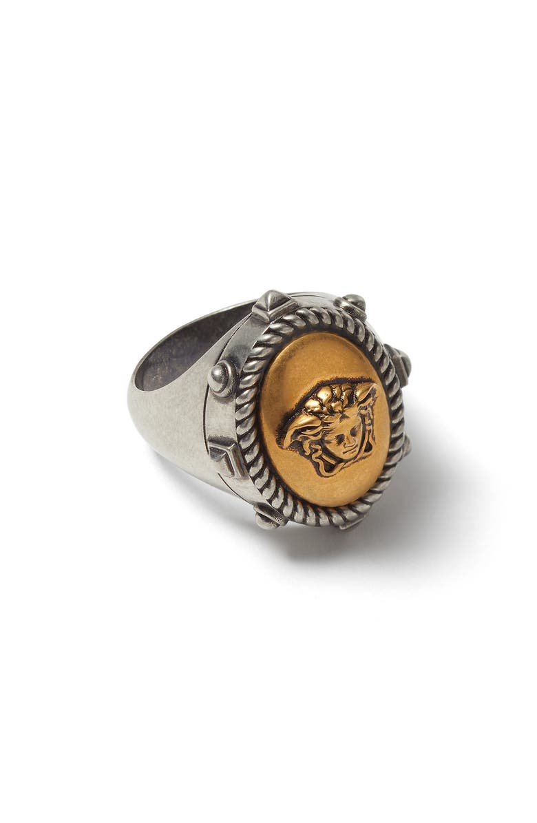 Versace First Line Men's Tivoli Ring, Main, color, Palladium 82-Gold