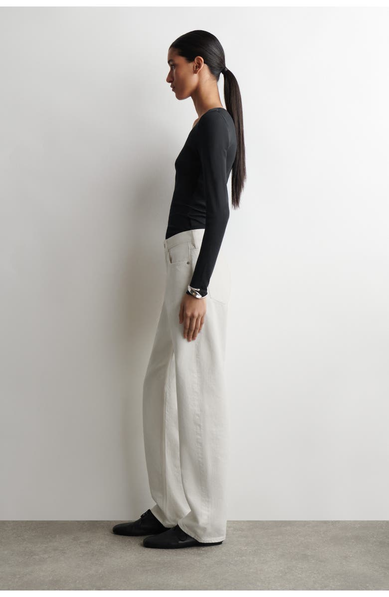 COS Satin-Trimmed Cotton Jersey Long-Sleeved Top, Alternate, color, Black