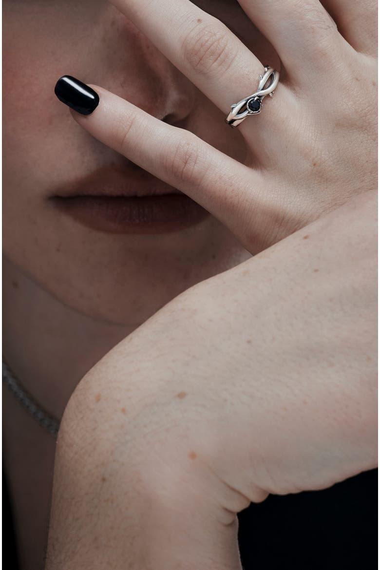 Rosethorn Thin Sterling Silver Ring, Main, color, Silver