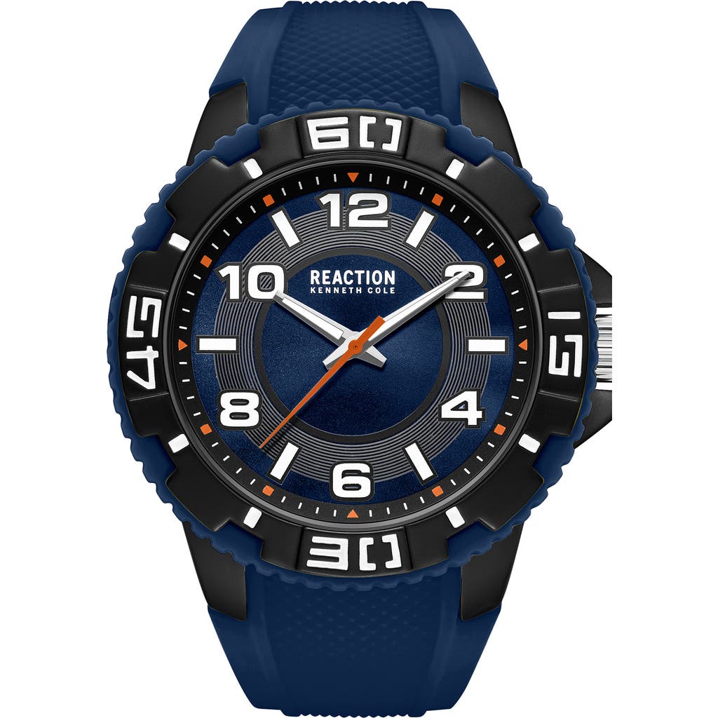 Kenneth Cole Reaction Three Hand Quartz Silicone Strap, 49mm