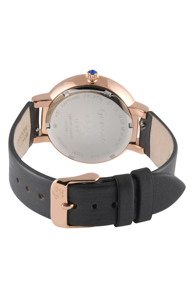 GV2 Women's Genoa Diamond Dial Leather Strap Watch, 37mm, Alternate, color, Gray