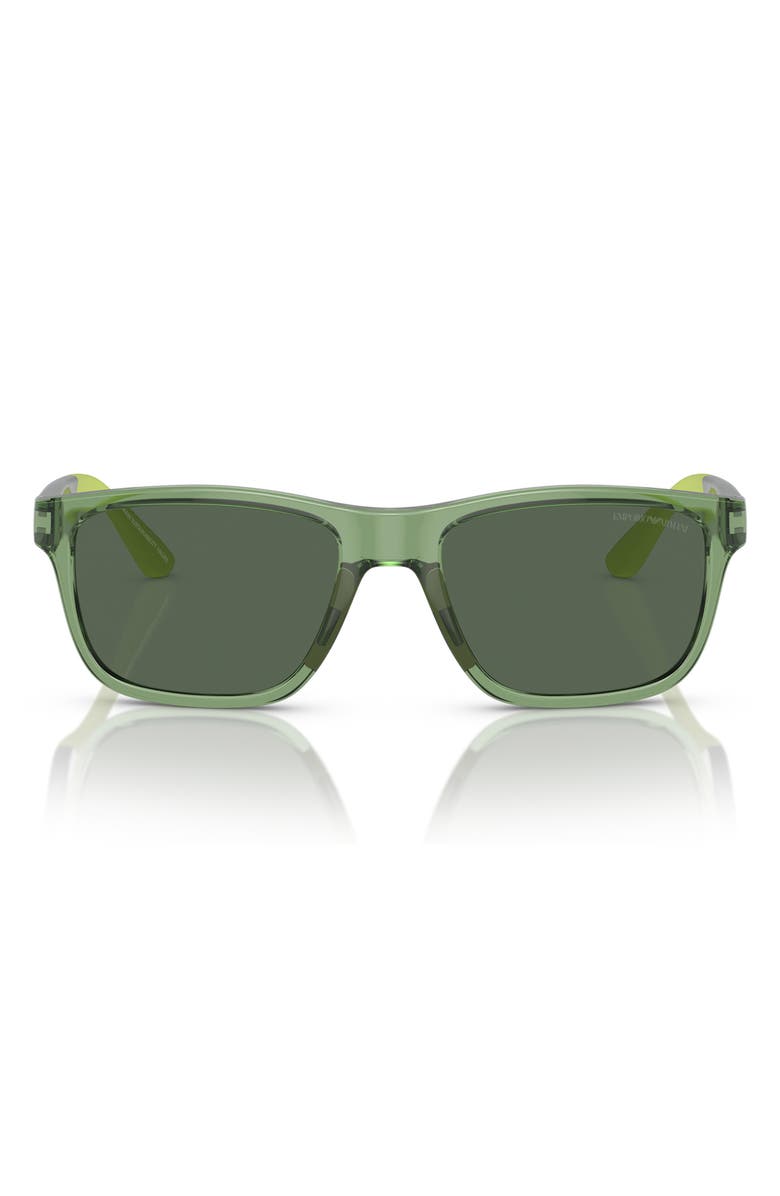 Emporio Armani 48mm Pillow Sunglasses, Main, color, Shiny Green / Dark Green