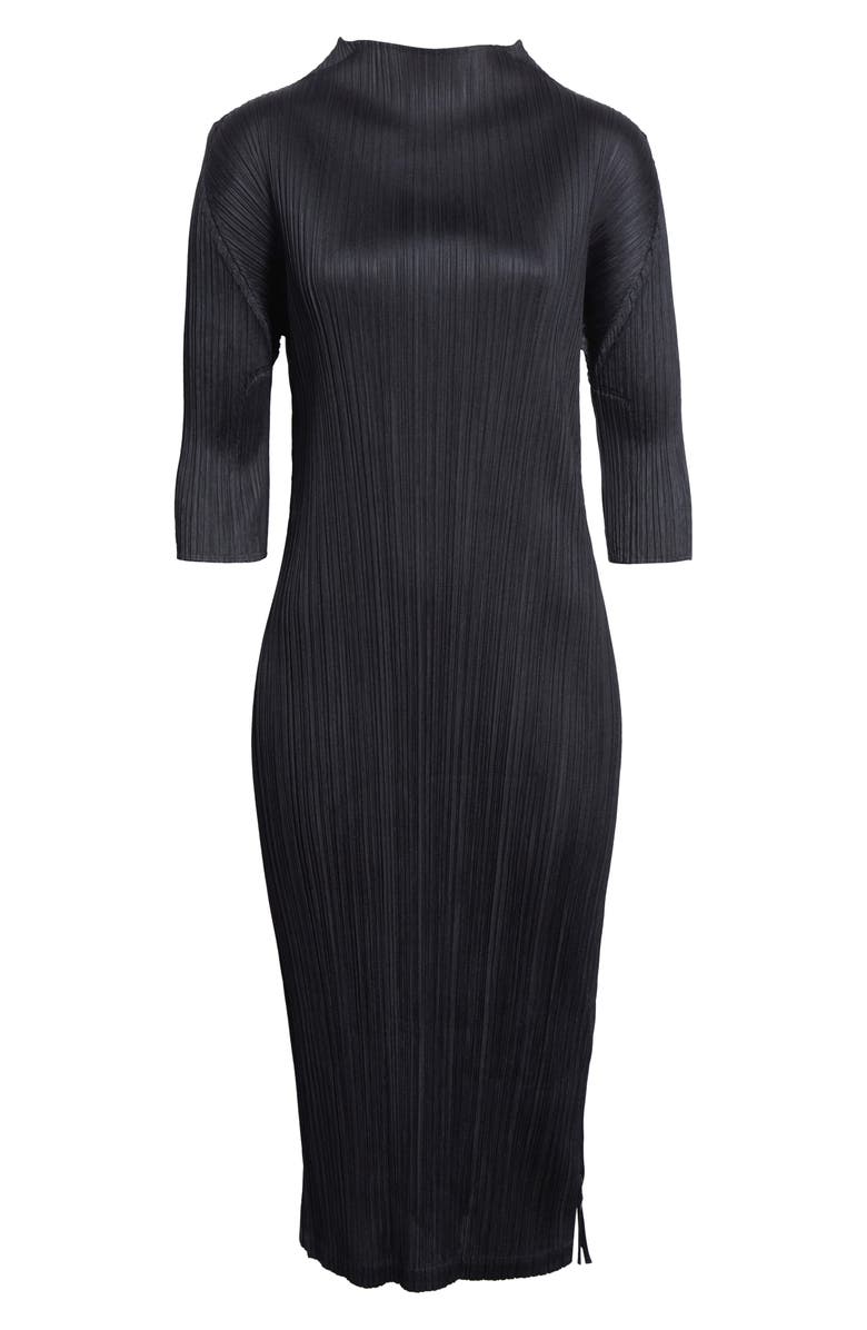 Pleats Please Issey Miyake Monthly Colors September Pleated Midi Dress, Alternate, color, Black