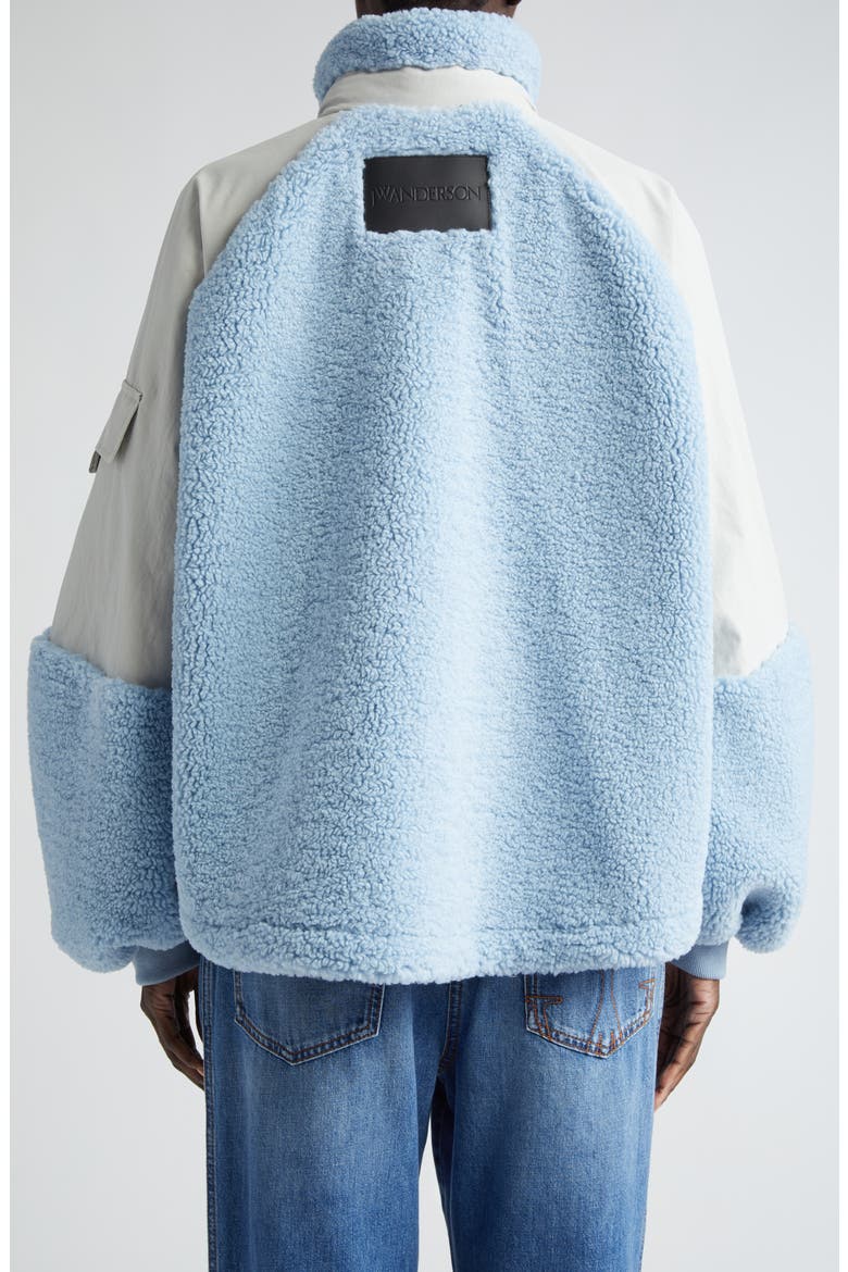 Oversize Mixed Media Colorblock Track Jacket (Nordstrom Exclusive), Alternate, color, LIGHT BLUE