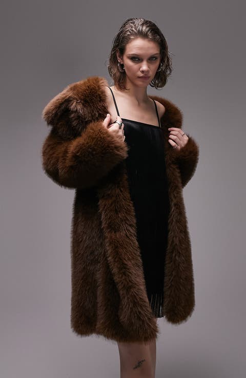 Faux Fur Longline Coat