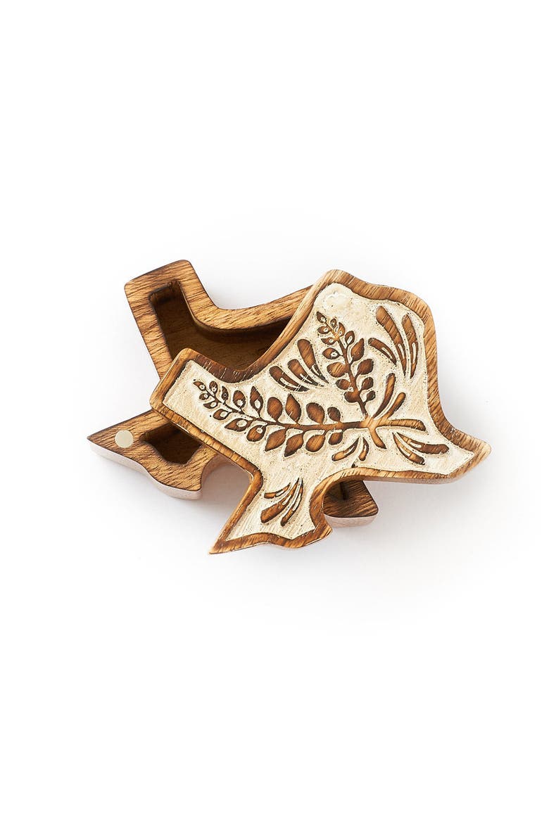Texas Bluebonnet Keepsake Box - Hand Carved State Flower Swivel Lid, Alternate, color, Beige