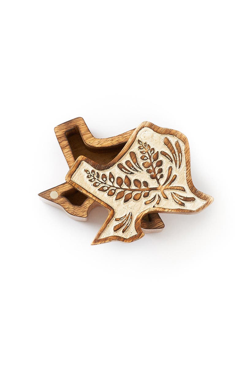 Matr Boomie Texas Bluebonnet Keepsake Box - Hand Carved State Flower Swivel Lid, Alternate, color, Beige