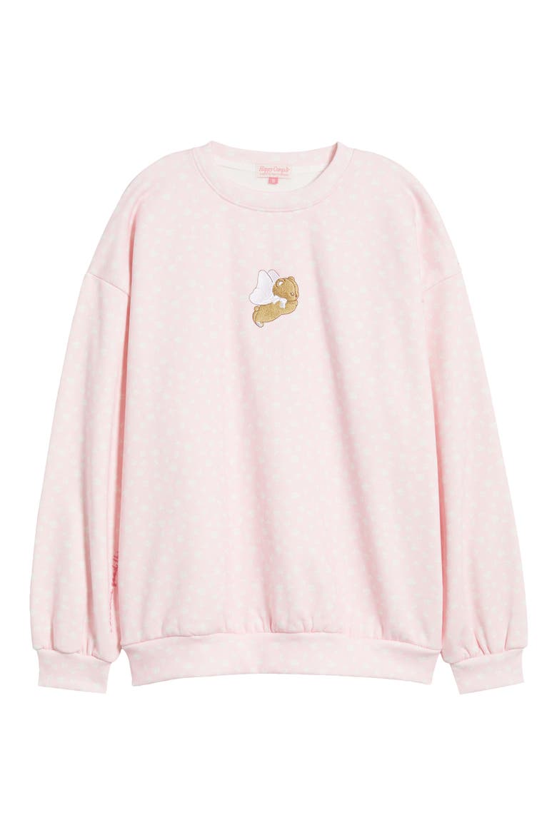 Angel Bear Embroidered Crewneck Sweatshirt, Alternate, color, BABY PINK