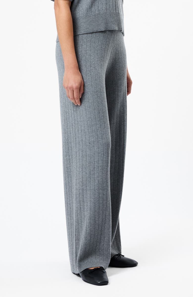 French Connection Javiar Rib Knit Wide Leg Pants, Alternate, color, Medium Heather Grey
