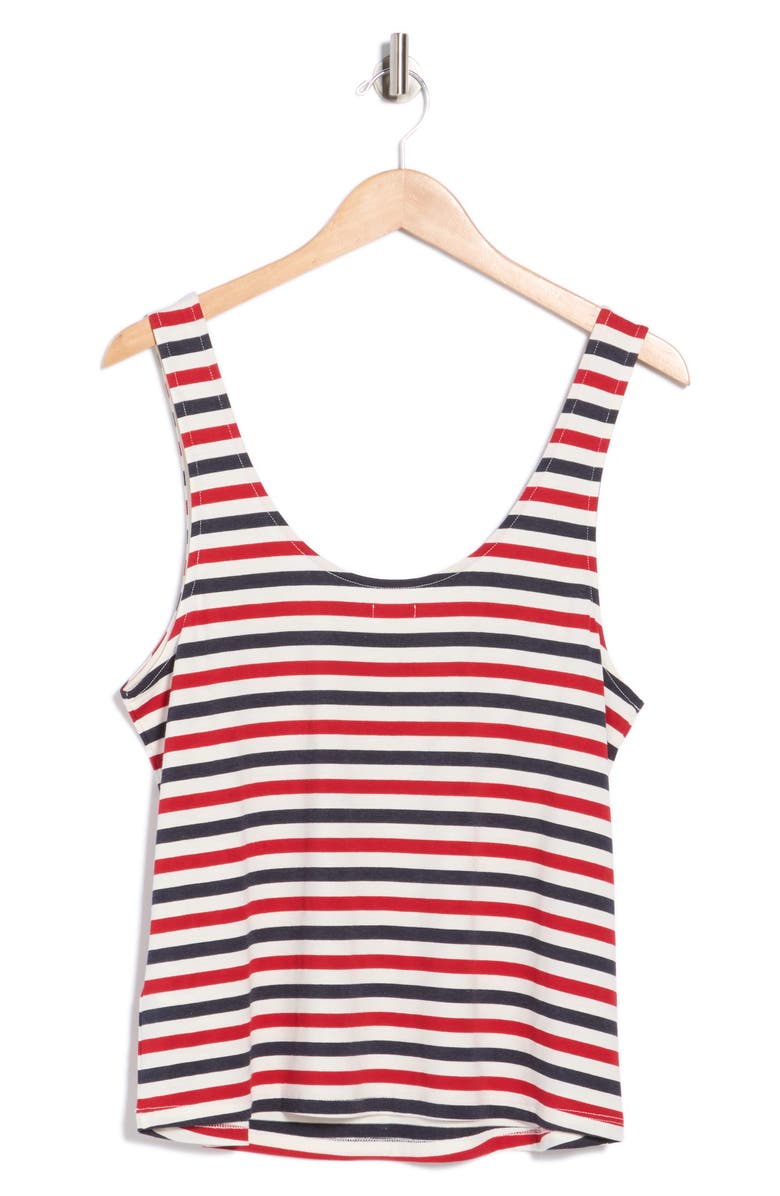 L'AGENCE Sade Stripe Tank, Alternate, color, Natural/ Red / Navy Stripe