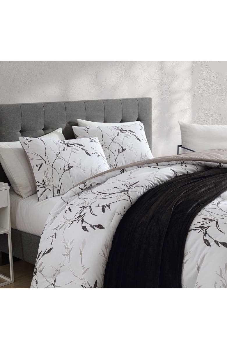 Kenneth Cole New York Ink Wash Vine Comforter & Throw Set, Alternate, color, Charcoal