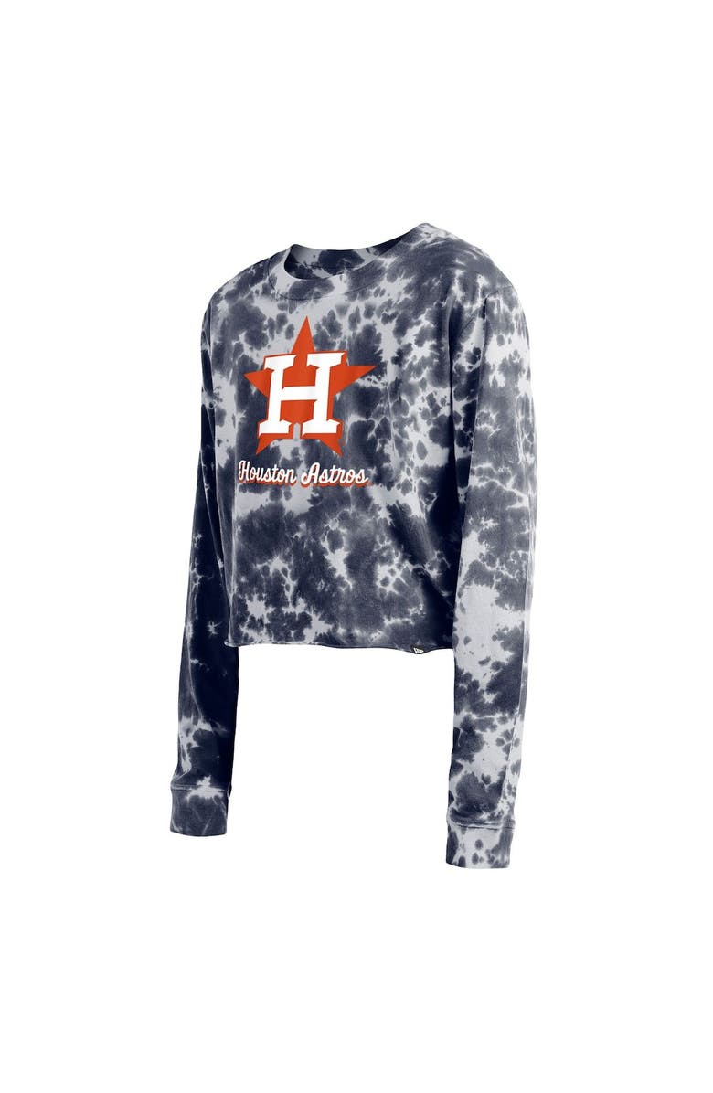 New Era Women's New Era Navy Houston Astros Tie-Dye Cropped Long Sleeve T-Shirt, Alternate, color, 