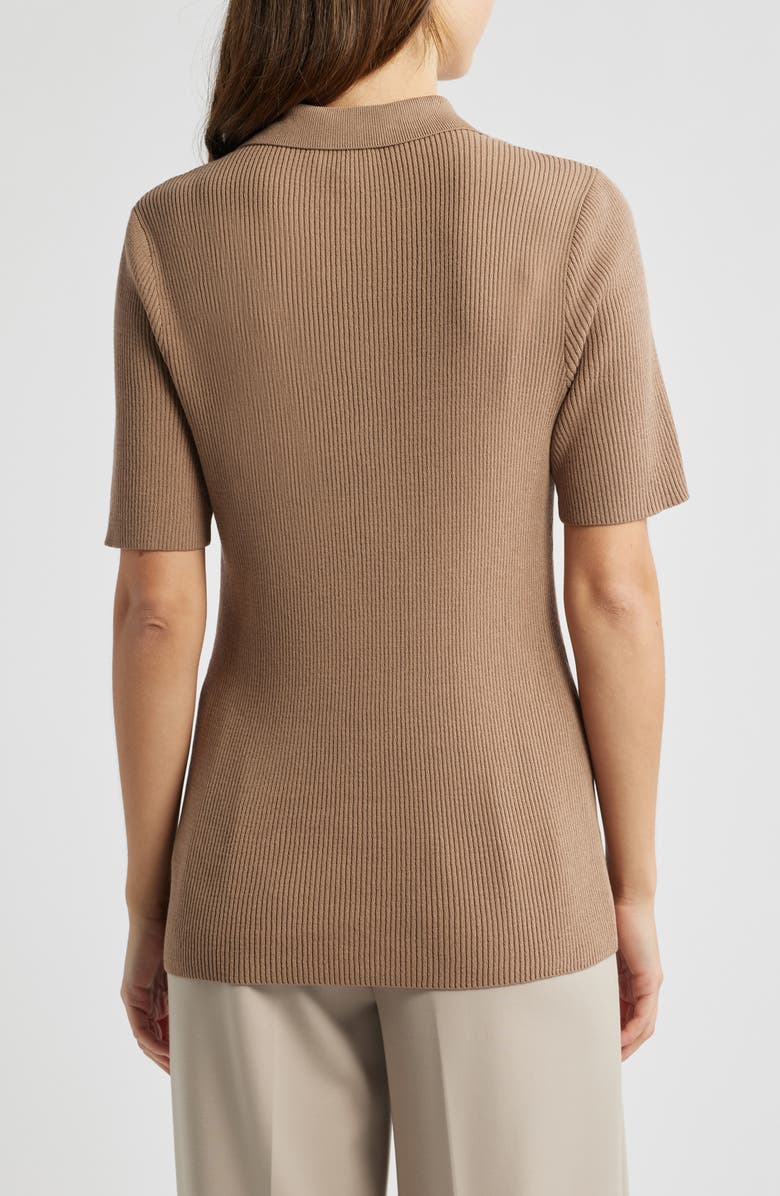 Tahari ASL Rib Polo, Alternate, color, Latte