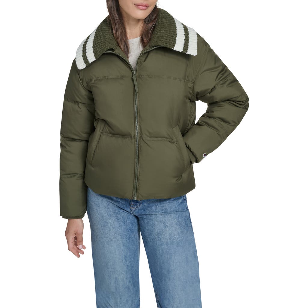 Champion Shawl Collar Puffer Jacket In Green