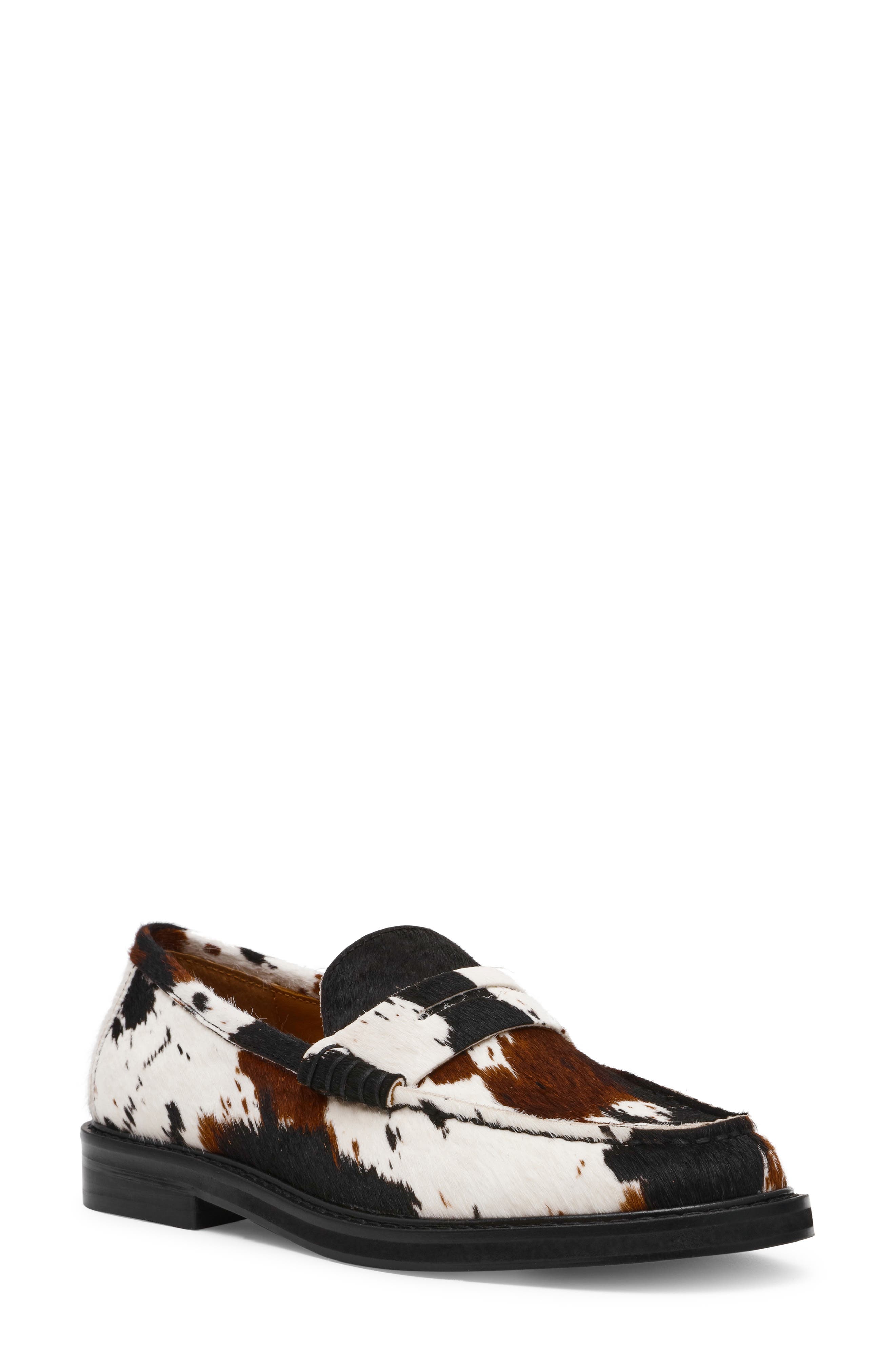 Steve Madden Madison Cow Print Genuine Calf Hair Loafer, Main, color, 
