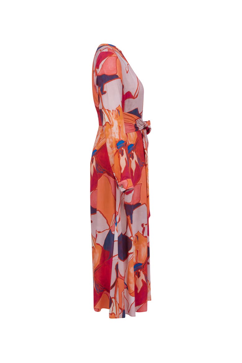Tie Front Midi Dress, Alternate, color, OGE ABSTRACT FLORAL