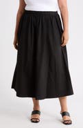 Renee C Cotton Poplin Midi Skirt