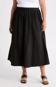 Renee C Cotton Poplin Midi Skirt