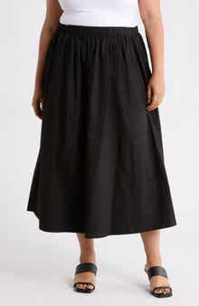 Renee C Cotton Poplin Midi Skirt