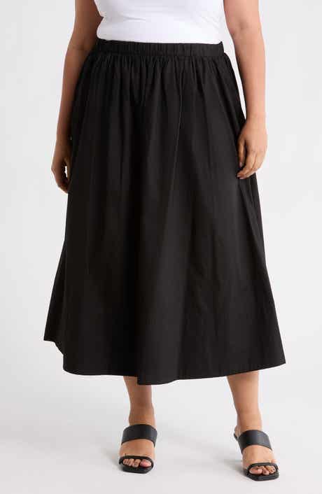 Renee C Cotton Poplin Midi Skirt
