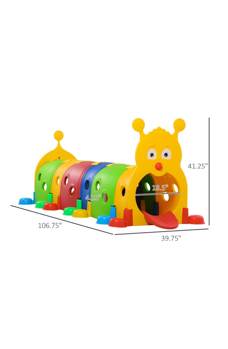 Qaba Kids Caterpillar Tunnel for Climb-N-Crawl, Indoor/Outdoor Use, Alternate, color, Multicolor