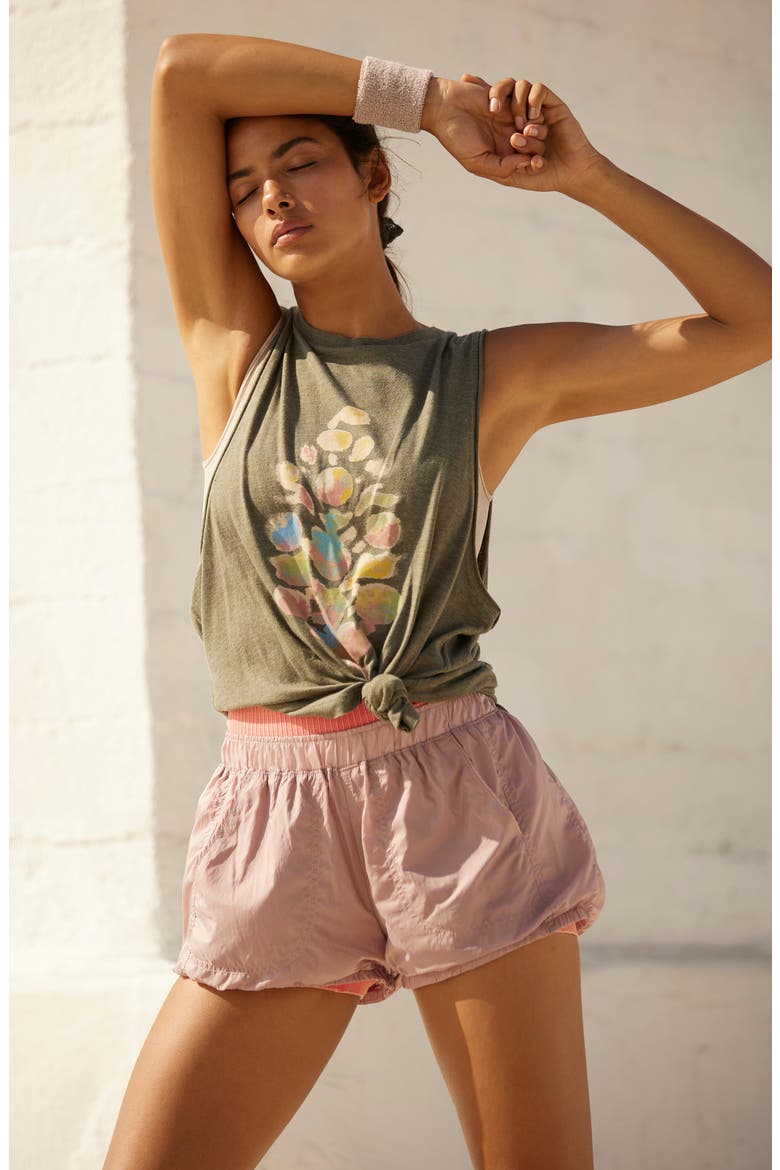 Sunshine Bubble Hem Shorts, Alternate, color, MAUVE SWOON