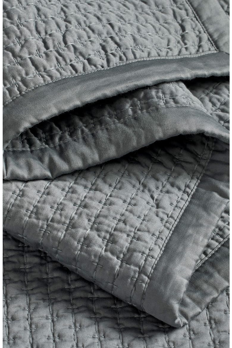 Signature Texture Stitch Organic Cotton Quilt, Alternate, color, BLUESTONE