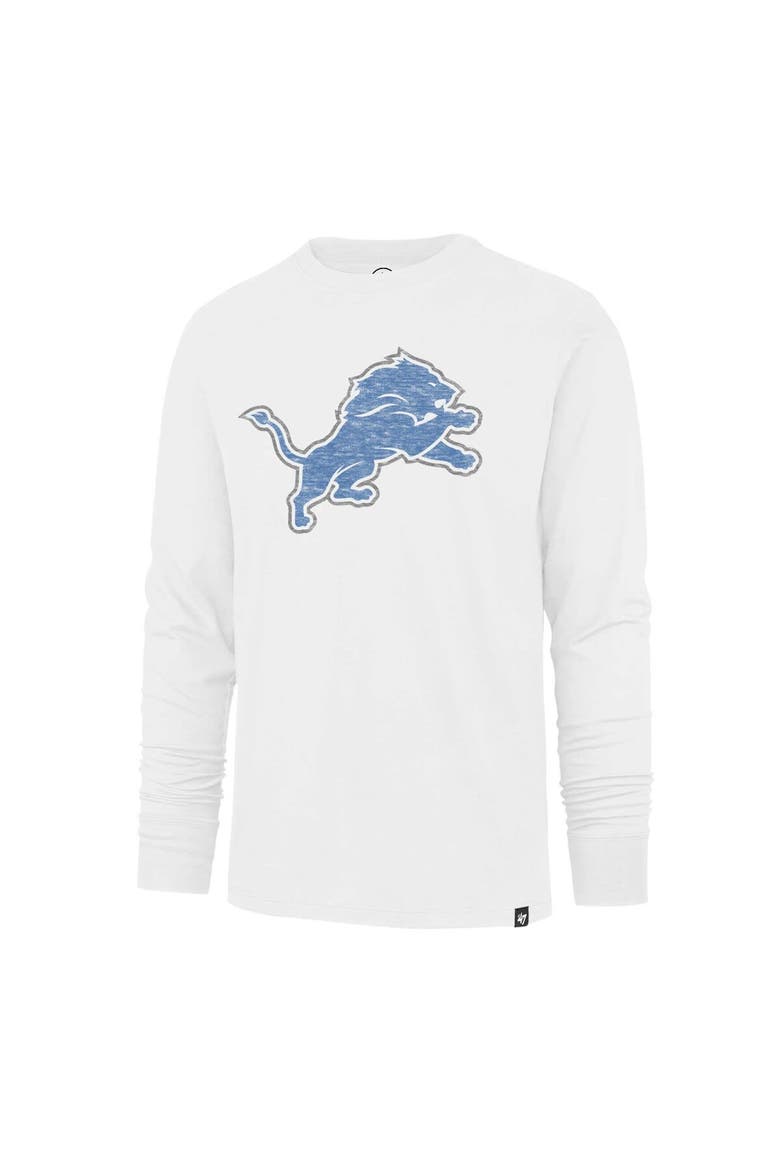 Men's '47 White Detroit Lions Premier Franklin Long Sleeve T-Shirt, Alternate, color, White