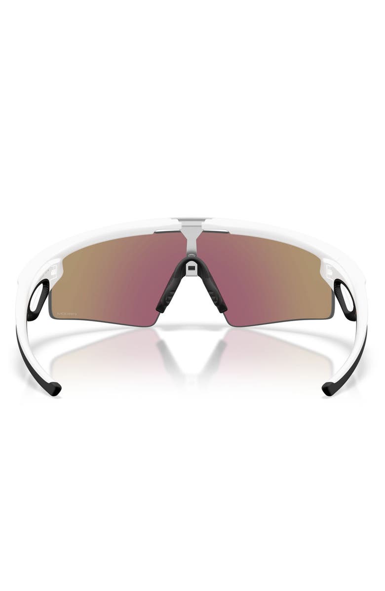 Oakley Sphaera Strike Rectangular Shield Sunglasses, Alternate, color, Matte White / Prizm Sapphire