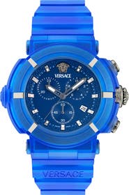 Versace Real Active Chronograph Silicone Strap Watch, 45mm