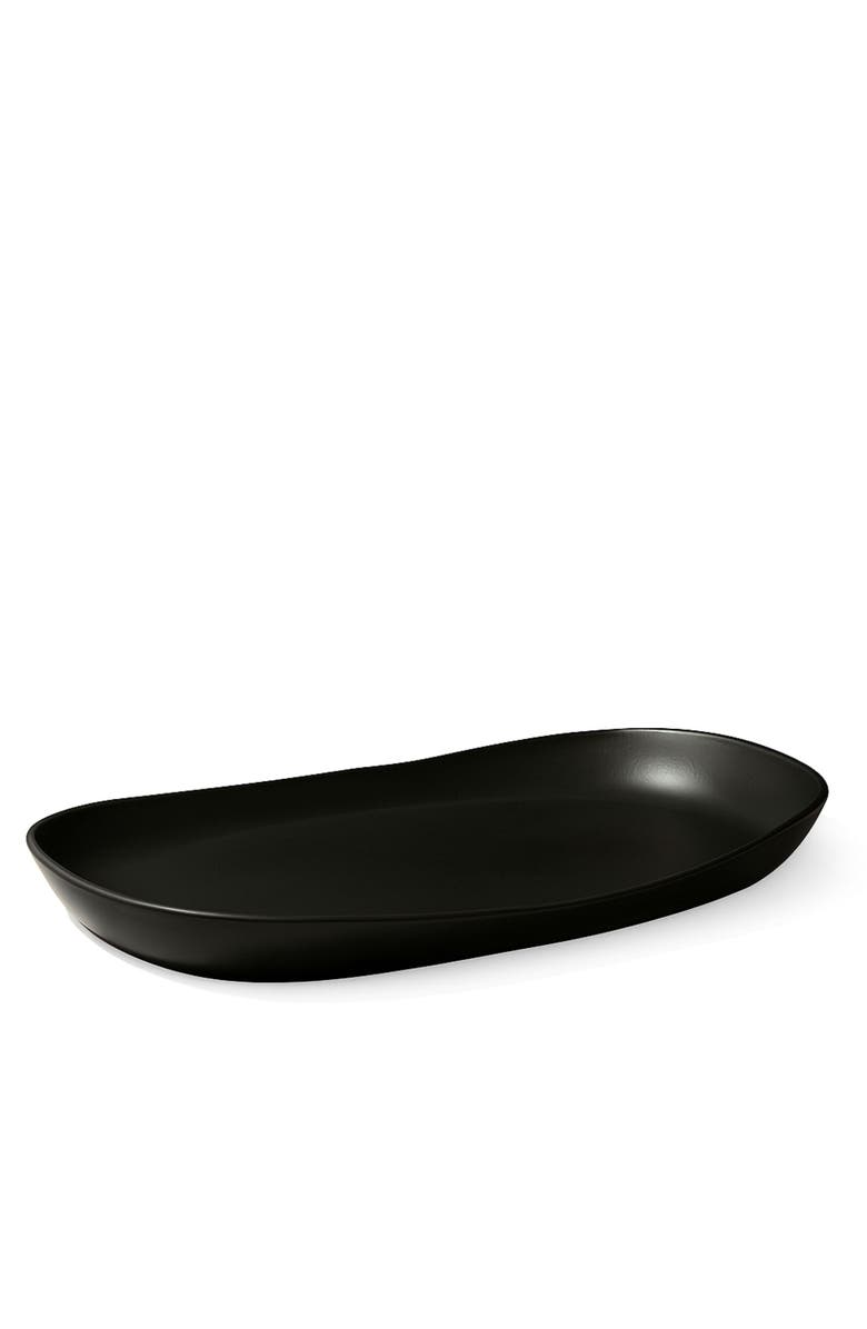 Gharyan Stoneware Serving Platter, Bowl 
Olive Wood Servers, Set of 4, Alternate, color, Matte Black
