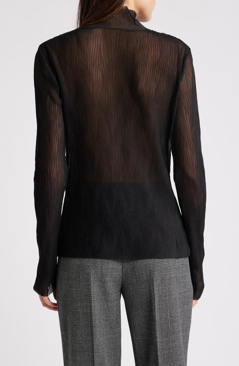 BOSS Emata Plissé Tulle Mock Neck Top, Alternate, color, 
