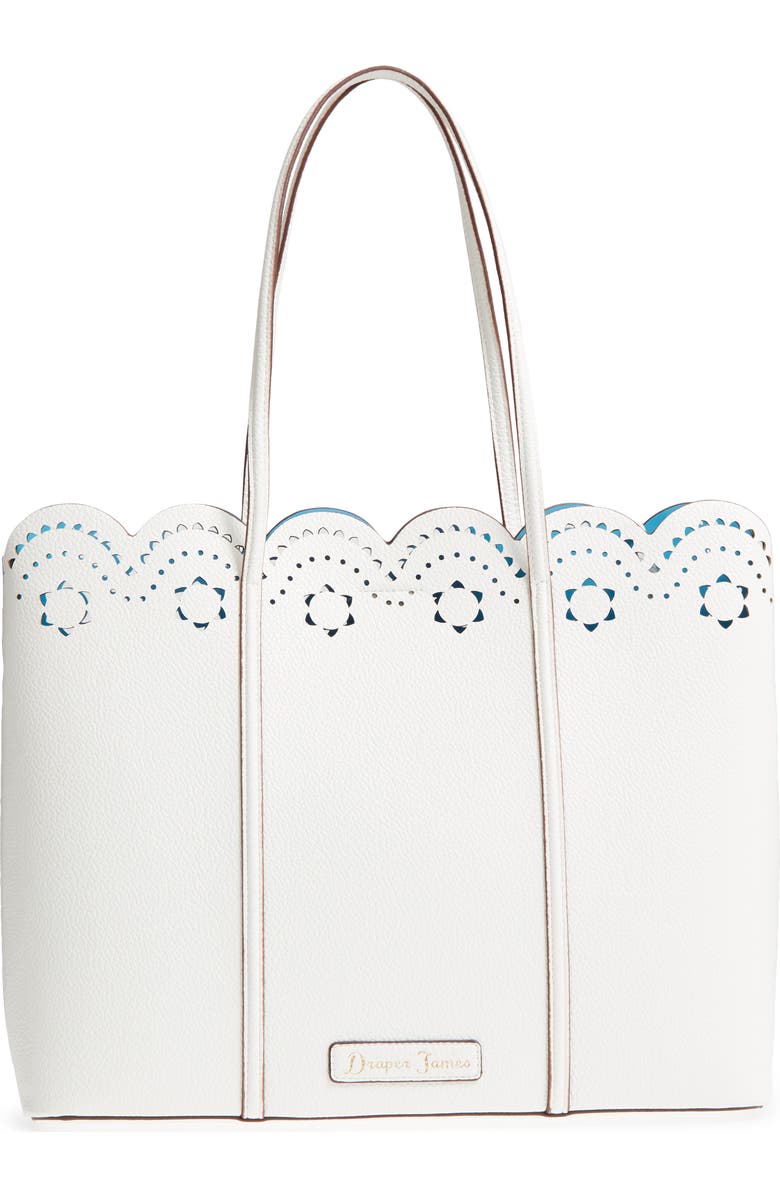 Draper James Solid Scallop Faux Leather Tote, Main, color,