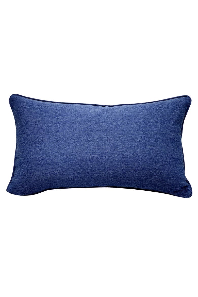 Indigo Series Seahorse Pattern Embroidered Indoor/Outdoor Accent Throw Pillow, Alternate, color, Blue