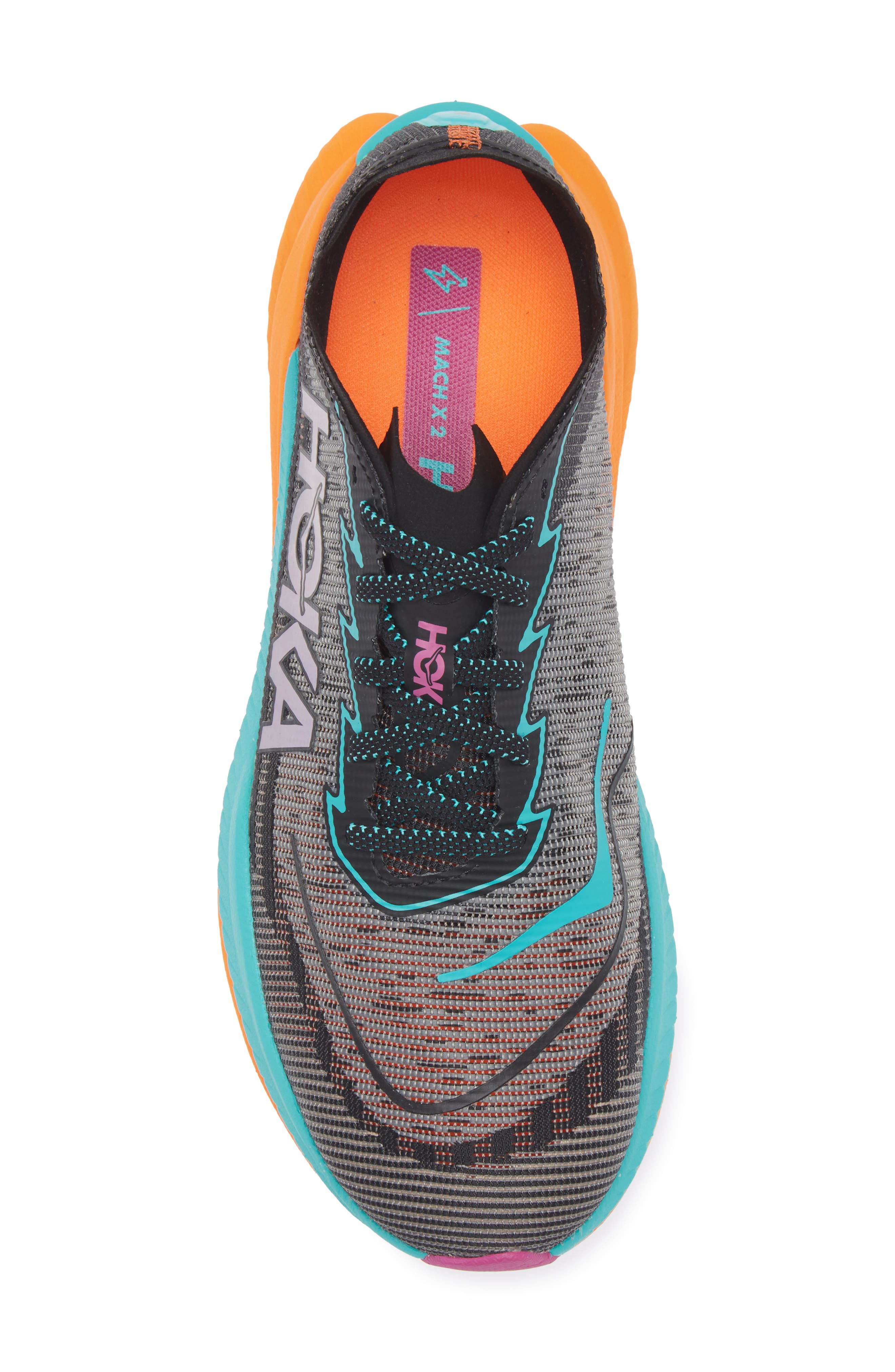 HOKA Mach X 2 Running Shoe, Alternate, color, Black / Electric Aqua