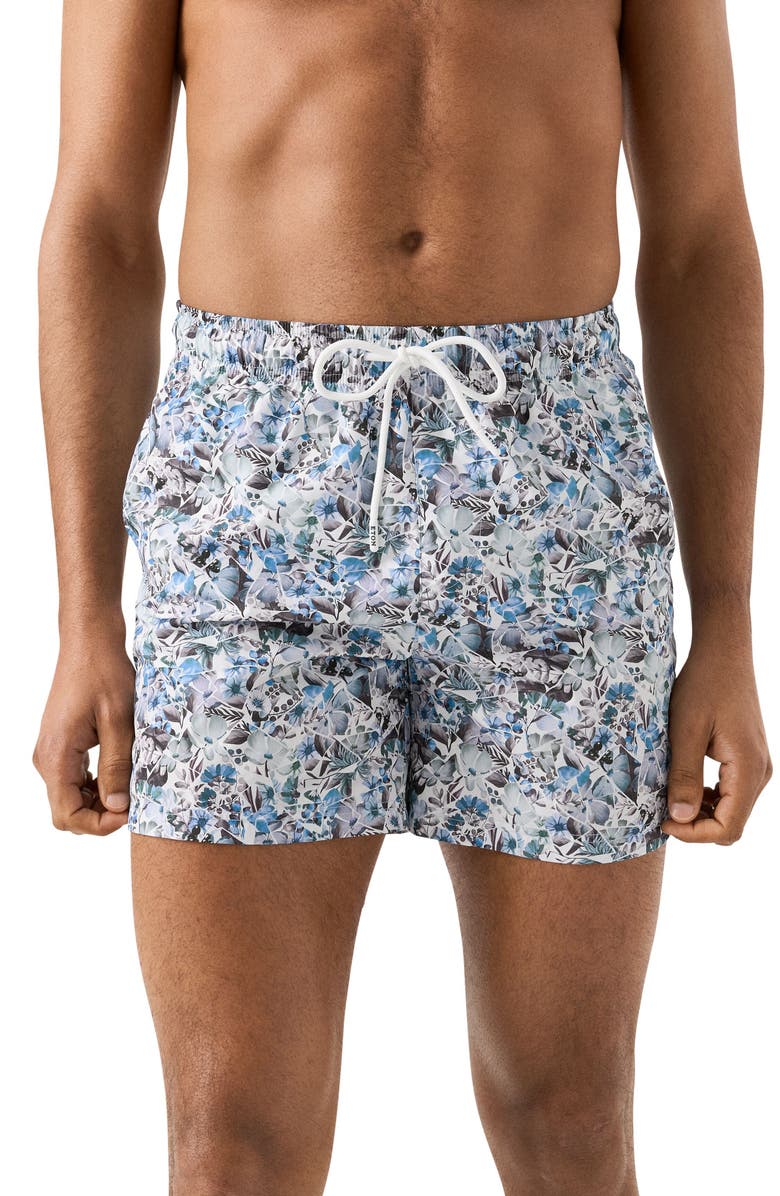 Eton Print Swim Trunks, Main, color, Blue Multi