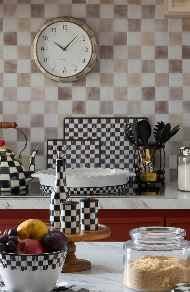 MACKENZIE CHILDS Courtly Check Set of 2 Glass Cutting Boards, Alternate, color, Courtly