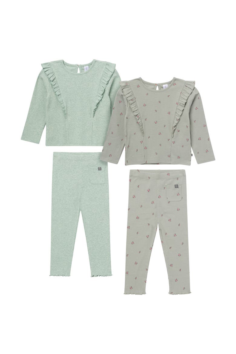 Ruffle Tops and Leggings Set, Main, color, Green