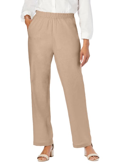 Lightweight Linen-Blend Straight-Leg Pants (Plus)