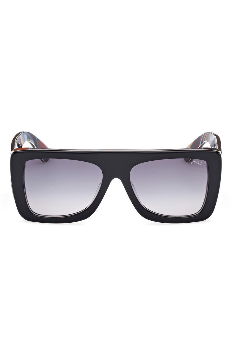 Emilio Pucci 56mm Square Sunglasses, Main, color, Black / Gradient Blue