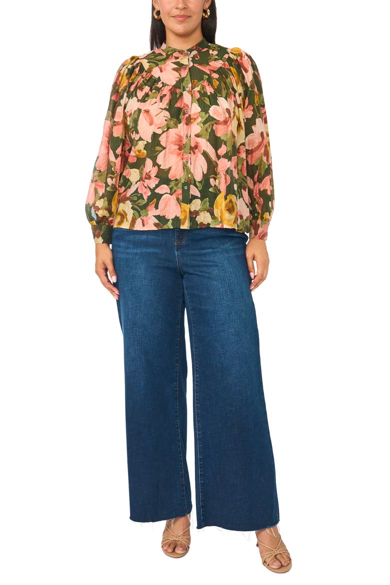 Floral Raglan Sleeve Top, Alternate, color, KOMBU GREEN
