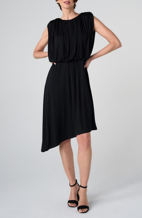 Asymmetrical Hem Sleeveless Knit Dress