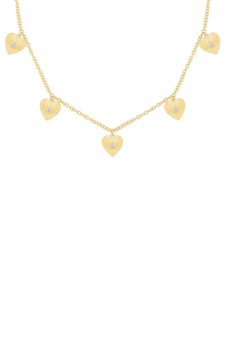 EF Collection Diamond Fluted Heart Charm Necklace, Main, color, 