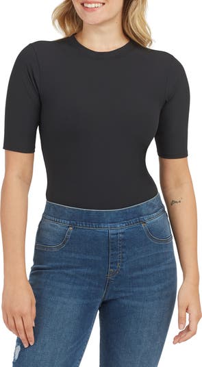 Suit Yourself Ribbed Crew Neck Short Sleeve Smoother Bodysuit
