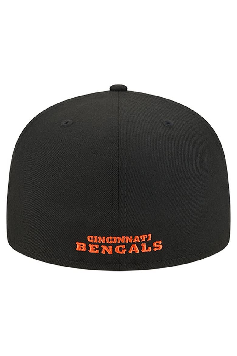 Men's New Era  Black Cincinnati Bengals Overlap Wordmark 59FIFTY Fitted Hat, Alternate, color, Black